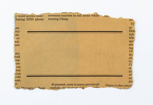 Piece of newspaper sheet with graphic frame on white background