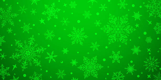 istock Christmas illustration with snowflakes on green. 2222115877