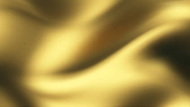 istock Silk gold background with liquid satin wave on golden fabric cloth for luxury elegance. Smooth abstract flag design with vector gradient and 3d ribbon color. 2222122441