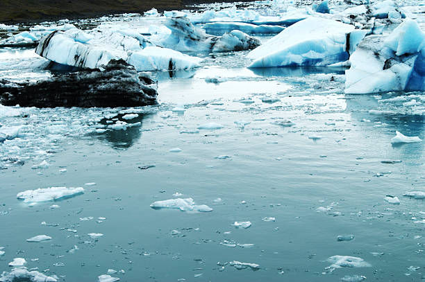 Majestic Glacier with icebergs on a calm lake