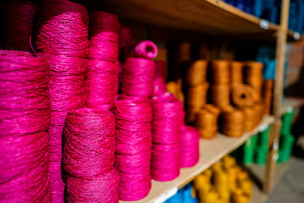 Pink wool stock at terxtile industry
