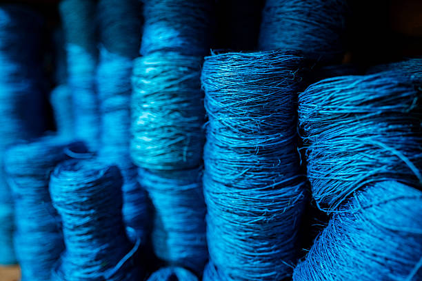 istock Blue wool stock at terxtile industry 2222134856