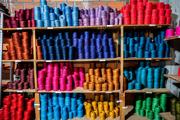Colored wools stock at textile industry