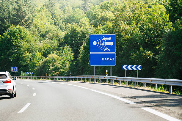 istock Speed radar sign on a highway 2222139682
