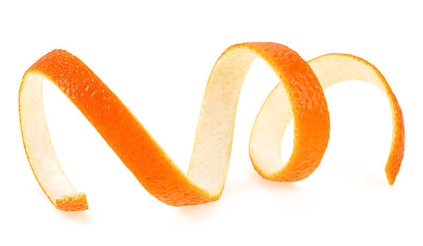 istock Fresh orange twist isolated on a white background. Curly orange peel. 2222141796