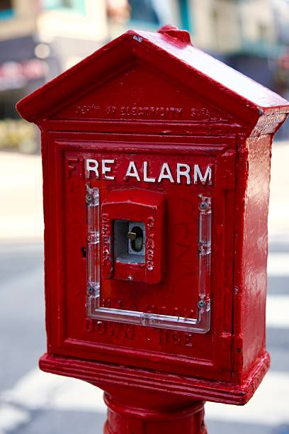 istock Old fashioned fire alarm on the street corner 2222142109