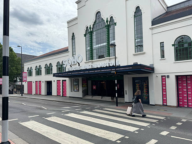 Entrance to Soho Theatre, a converted art deco cinema on Hoe Street in Walthamstow, east London. June 2025