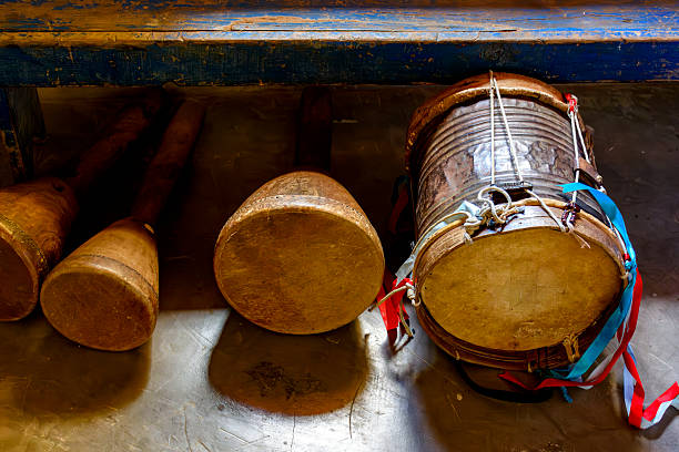Rustic drums of African origin