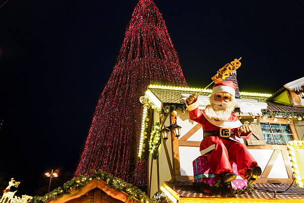 istock Santa Claus on a roof 2222148937