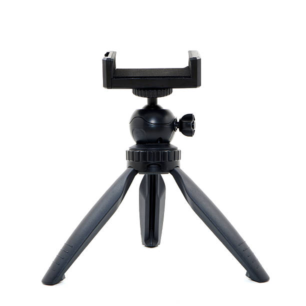 istock Mobile phone tripod stand isolated on white background close-up view 2222149953