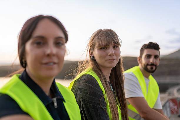 istock Young engineers wearing safety vests are looking at camera 2222151537