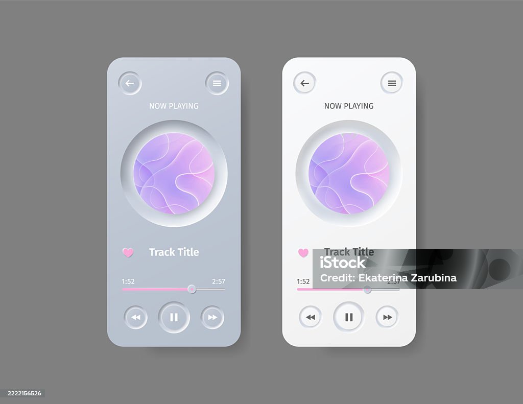 Gui Tile Style Audio Modern Neomorphism Audio Player Ui Templates With Pastel Pink And ...