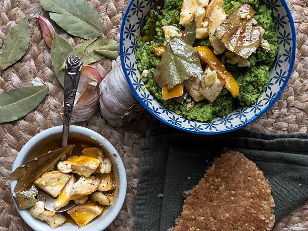 istock Healthy vegan meal on woven mat 2222163583