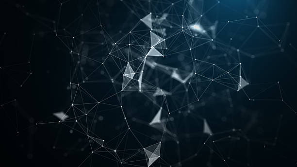 3D abstract network of connected lines and points forming geometric mesh shapes, ideal for tech, communication, and digital connection themes. 3d Rendering