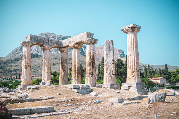 istock Close up view of doric temple columns in ancient Corinth 2222169465
