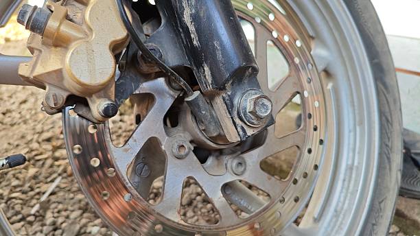 istock Close up of motorcycle disc brakes 2222172110