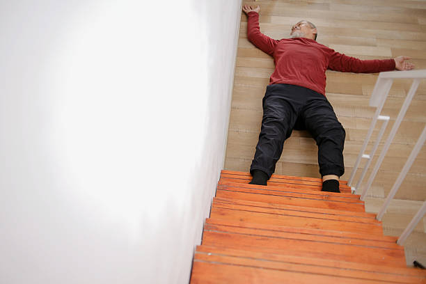 Elderly Man Faints After Falling Down On Stairs At Home