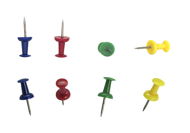 istock Set of paper pins isolated on white background 2222186059