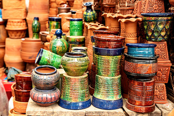 istock Colorful Clay Pots Made from Soil  Traditional Handcrafted Pottery 2222197877