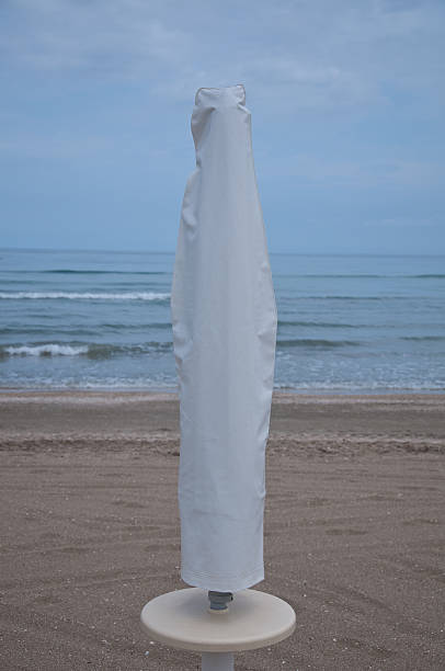 istock Closed parasols on the beach Sinigallia 2222199030