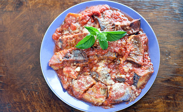 istock Cool and delicious dish with grilled eggplant with tomato sauce 2222199469