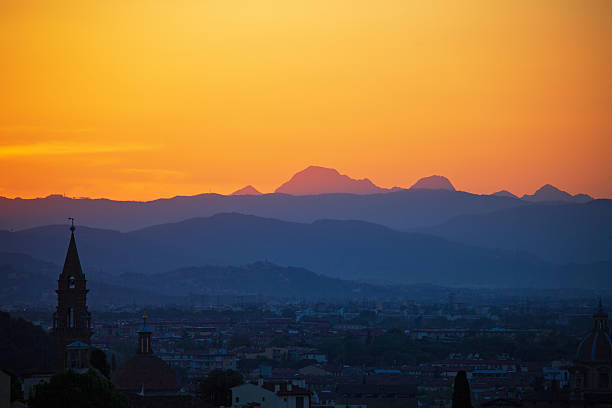 Cityscape view at Florence in dusk light