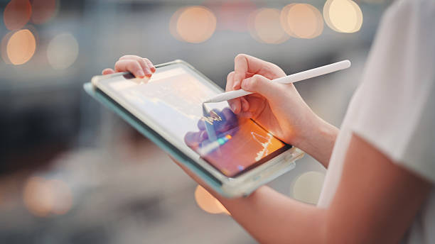 woman holding digital tablet showing real-time ai analytics for decision support interacts with live ai-generated data on a tablet, reinforcing themes of personal data empowerment