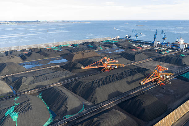 istock Aerial view of coal transshipment terminal 2222204149