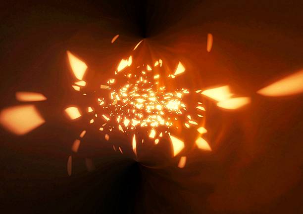 3d illustration of burning debris exploding and flying on a black background with text space