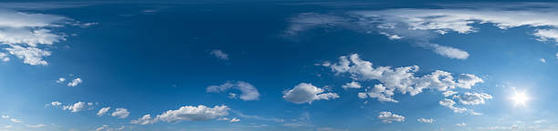 istock Seamless cloudy blue sky hdri panorama 360 degrees angle view with zenith and beautiful clouds for use in 3d graphics or game development as sky dome or edit drone shot 2222206639