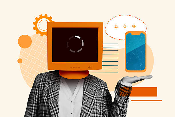 istock Creative photo collage headless woman entrepreneur computer pc caricature loading internet download speed data smartphone touchscreen app 2222207342