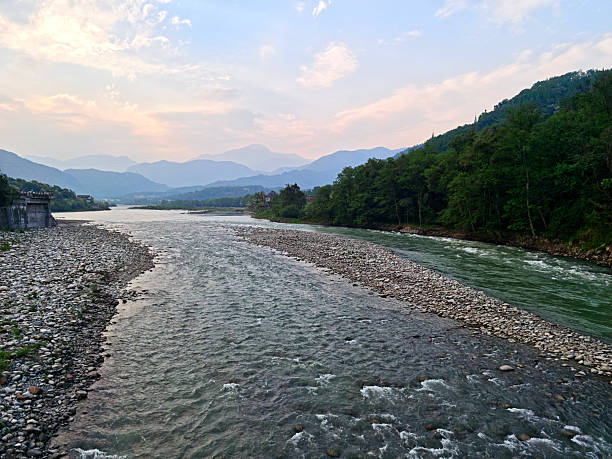The Dujiangyan, an ancient irrigation system in Dujiangyan City, Sichuan, China. Originally constructed around 256 BC by the State of Qin as an irrigation and flood control project, it is still in use today. The system's infrastructure develops on the Min River (Minjiang), the longest tributary of the Yangtze.