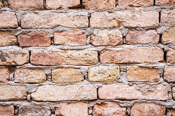 Close-Up of Textured Brick Wall with Natural Colors and Patterns