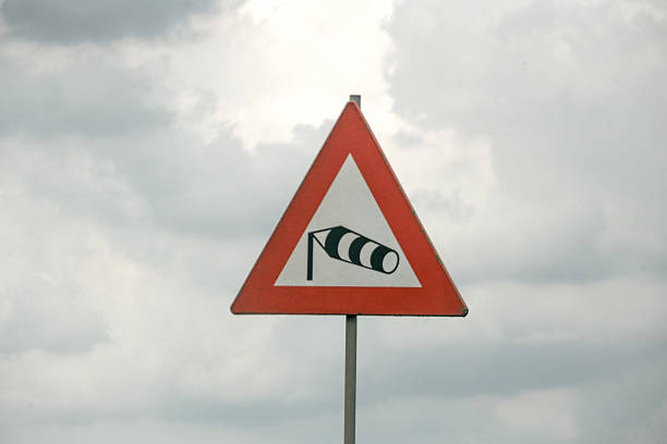 Traffic sign at the Moerdijkbrug bridge to warn for wind at A16