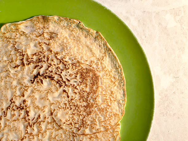 High angle view  of homemade apple pancakes. Studio shot.