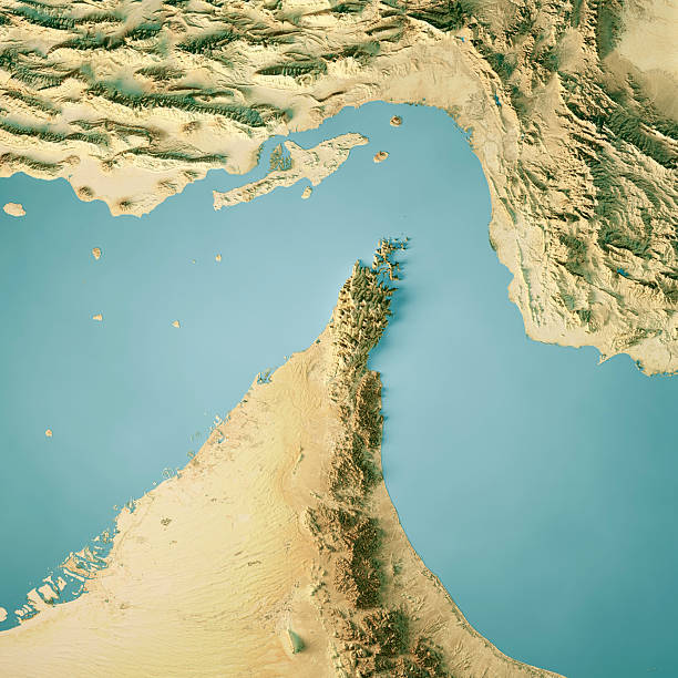 istock Strait Of Hormuz Satellite Topographic Map 3D Render Color 2222219444