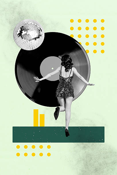 istock Retro visual collage of person dance disco ball on green background with geometry dots shape 2222222465