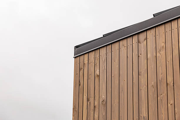 istock Vertical Wooden Facade of Modern Home Corner 2222225155