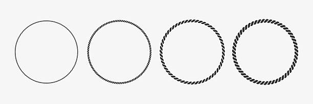 Set of circle woven frame. Outline illustration of knot borders. Vector