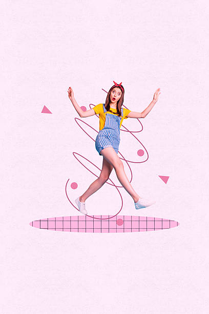 istock Graphics collage og person running looking lines dots on pink background 2222227325