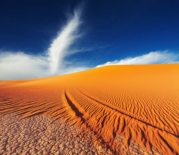 Sand dune in Sahara Desert at sunset, Tadrart, Algeria