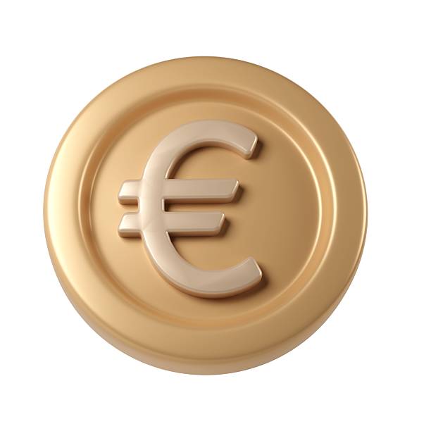 istock Golden 3d render icon financial coin spinning, metallic design gleaming, digital surface with transparent backdrop for euro graphic rendering 2222238669