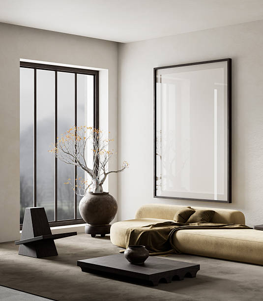 istock Modern living room harmony with neutral tones. 3D illustration 2222242383