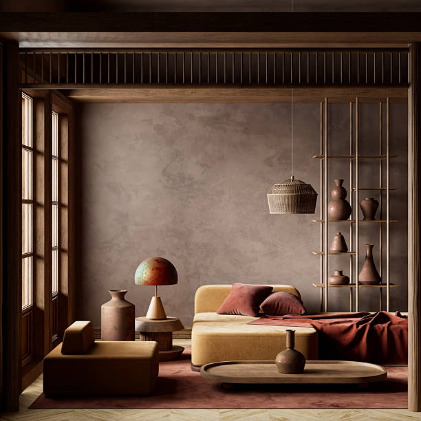 istock Tranquil elegance in a Japanese inspired interior. 3D illustration 2222242395