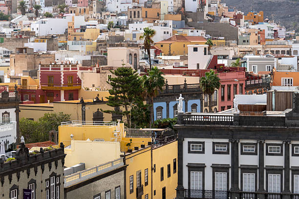 Las Palmas de Gran Canaria Canary islands Spain   Aerial views of the city from the top of the belfry of St Ana cathedral. Vegueta neighbourhood UNESCO heritage site.
