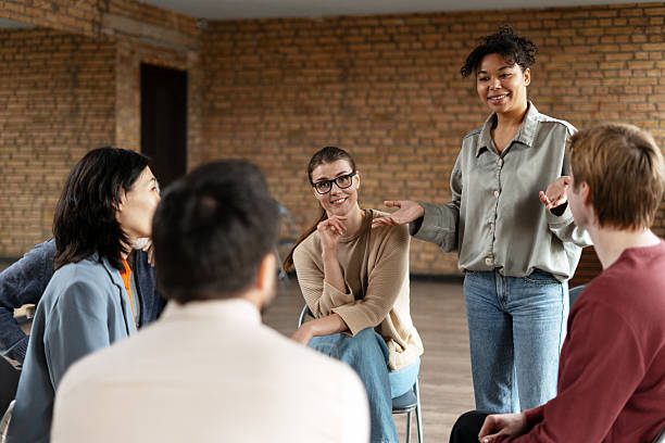 istock Young woman leading a support group meeting 2222246188