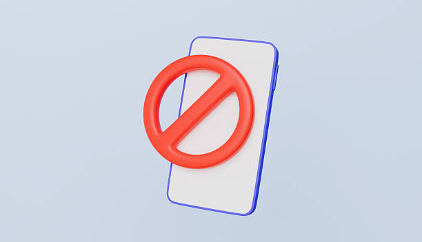 istock Mobile phone with stop icon 3d illustration 2222250970