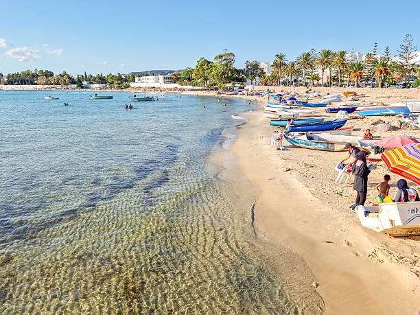 A sandy beach near Sousse in Central Tuneisen in North Africa.
