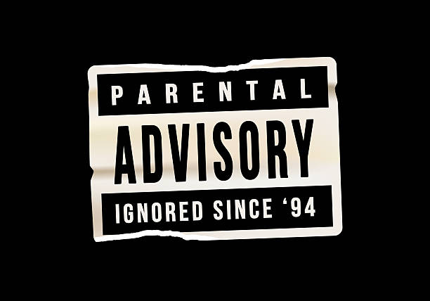 Gritty Parental Advisory sticker with the phrase Ignored Since 94. Urban punk style label with a rebellious and nostalgic mood. Great for posters, streetwear and bold collage design. Vector EPS10 graphics.