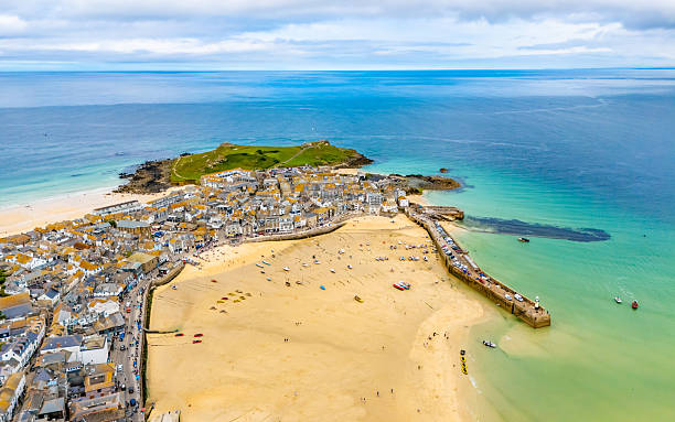 istock Boats in St Ives Harbour at low tide in Cornwall 2222262305